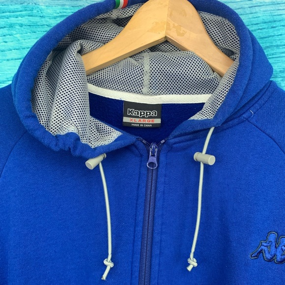 🇮🇹 KAPPA unisex zip up hooded sweater blue with Italy flag logo on hood 🇮🇹 - Picture 3 of 9